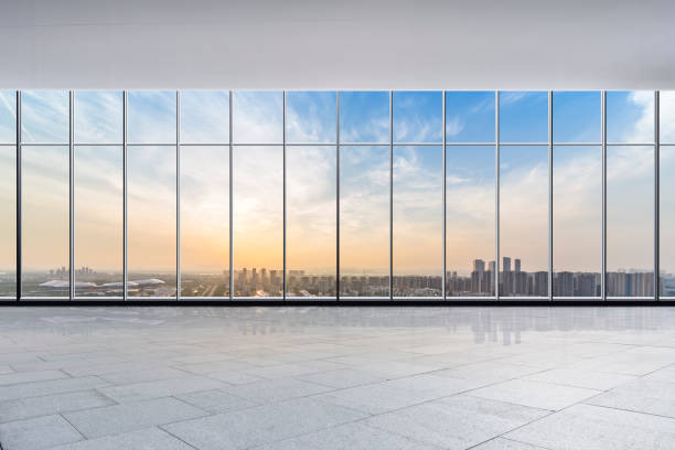 istock Panoramic skyline and buildings from glass window 846719378
