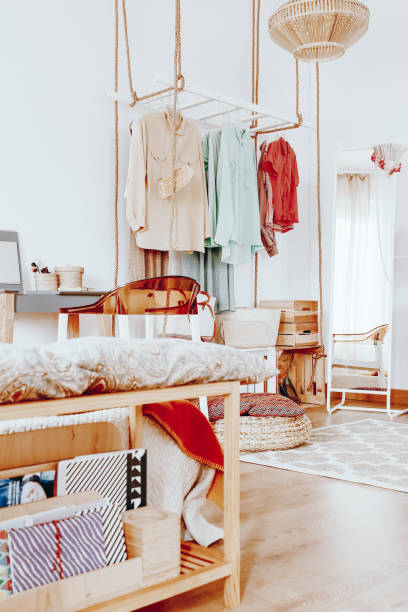 istock Retro clothes in sandy room 846723108