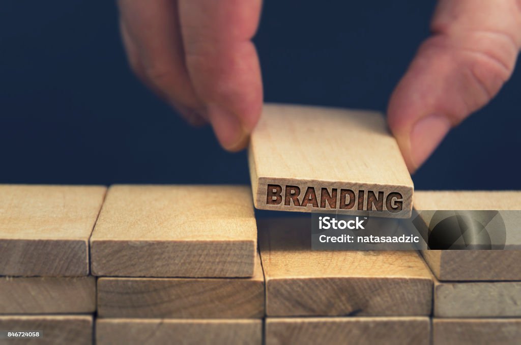 Branding Branding word written on wooden block Advertisement Stock Photo
