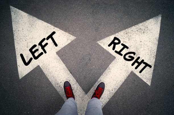 istock RIGHT versus LEFT written on the white arrows 846727146