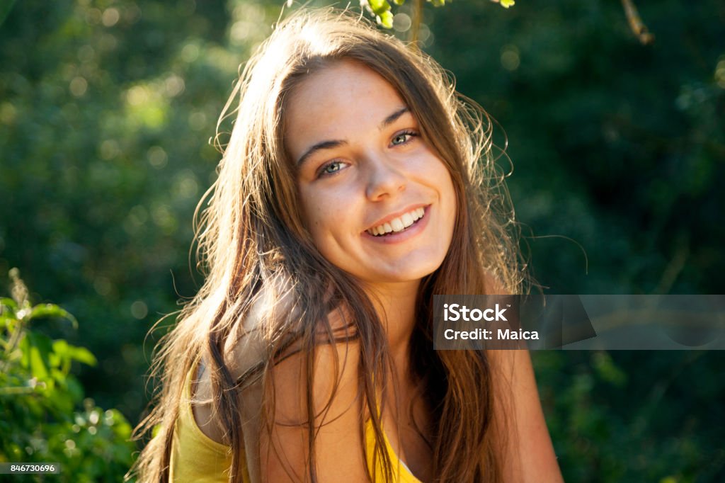 Portrait Teenager Teenage Girls Stock Photo