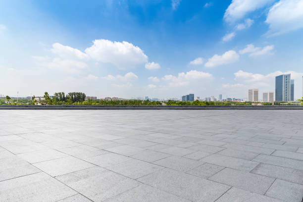 istock Panoramic skyline and buildings with empty concrete square floor 846731298