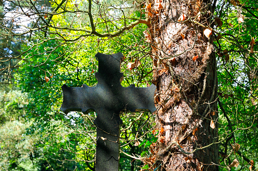 Cross at the Ohlsdorf Cemetery, Hamburg, Germany