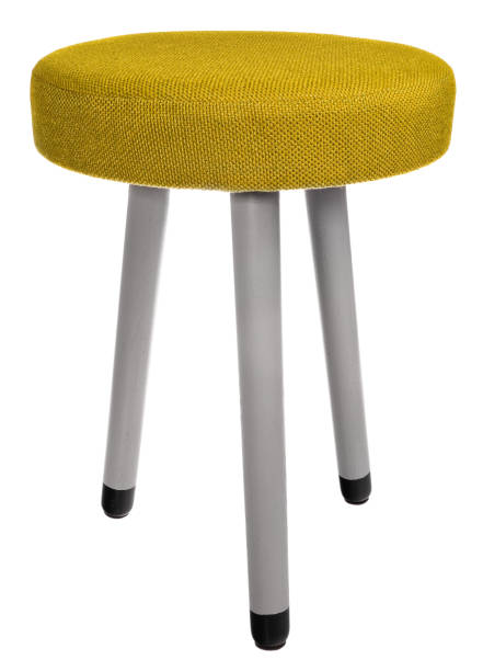 istock Handmade stool in gray and black. Round seat with yellow material. 846735234