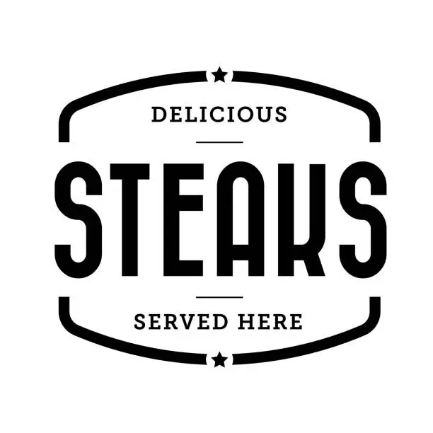 Vector illustration of Delicious Steaks vintage stamp