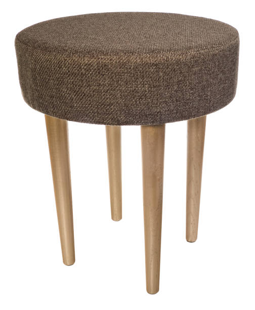 istock Handmade stool in gold. Round seat with brown material. 846735278