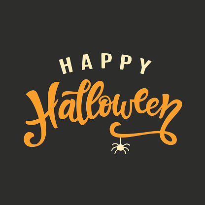 Happy Halloween Handwritten Lettering. Typography Template for Posters, Party Banners, Invitations, Stickers, Gift Cards. Vector illustration