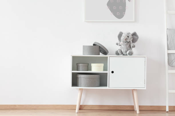 istock Picture above white wooden shelf 846735784