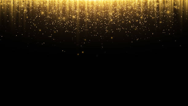istock Abstract background. Golden rays of light with luminous magical dust. Glow in the dark. Flying particles of light. Vector illustration 846739668