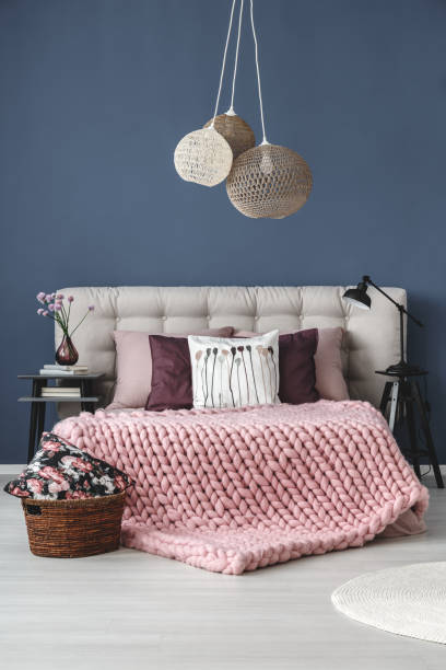 istock Pastel bedroom with designed lamp 846742228