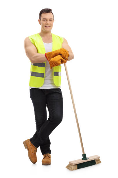 istock Waste collector with a broom 846746522