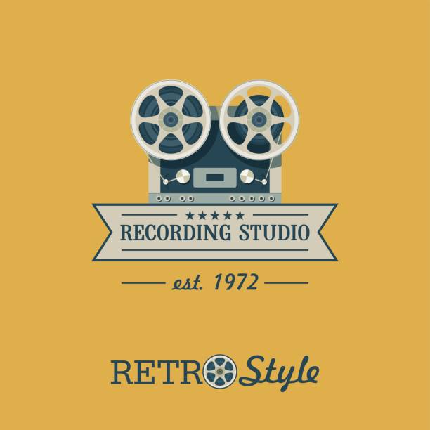 ilustrações de stock, clip art, desenhos animados e ícones de reel to reel tape recorder. vector icon. the emblem in retro style. recording studio. - senior adult old obsolete dancing