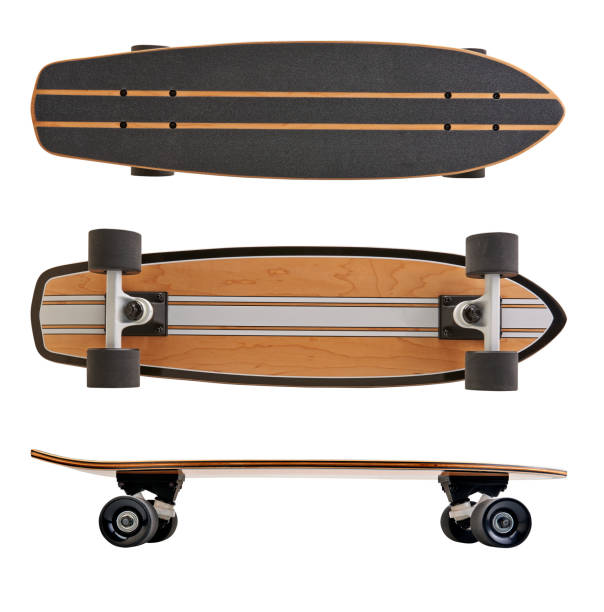 Black and wooden skate board isolated