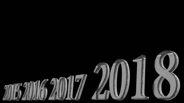 istock 3d rendering of Happy new year 2018 3d text design with clear background color 846754590