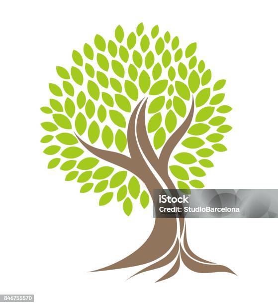 Tree With Roots Stock Illustration - Download Image Now - Tree, Logo, Clip Art