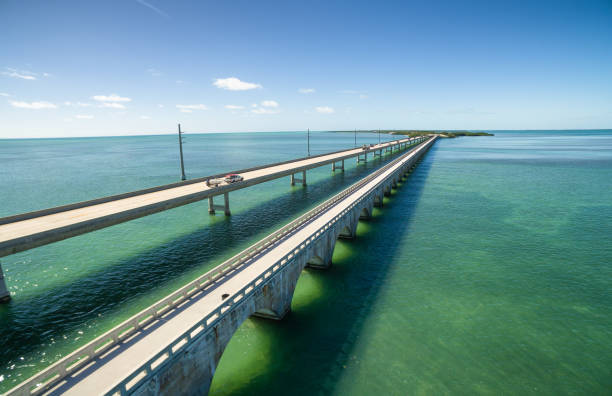 istock Seven mile bridge aerial view 846756296