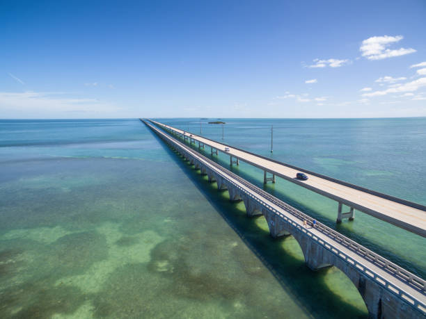istock Seven mile bridge aerial view 846758422