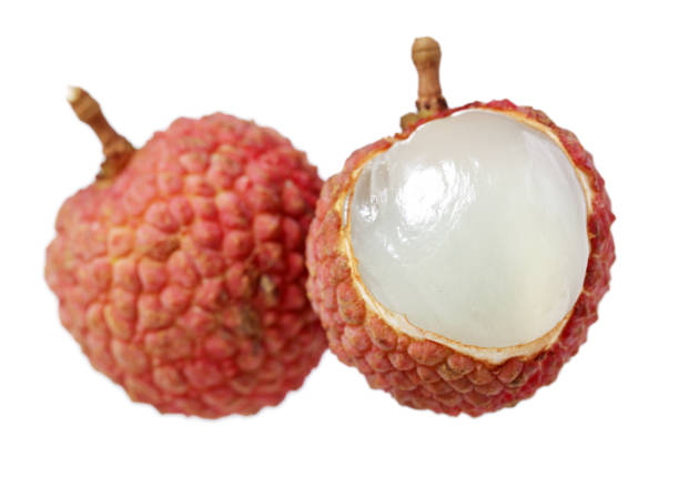 istock Fresh lychee fruits On White Background 846759160