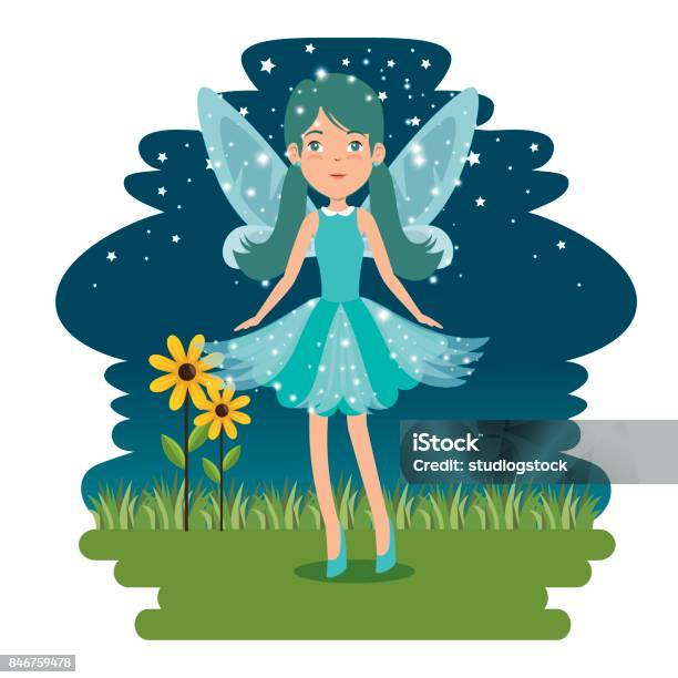 Sweet And Cute Fairy Cartoon Vector Illustration Graphic Design Stock Illustration - Download Image Now