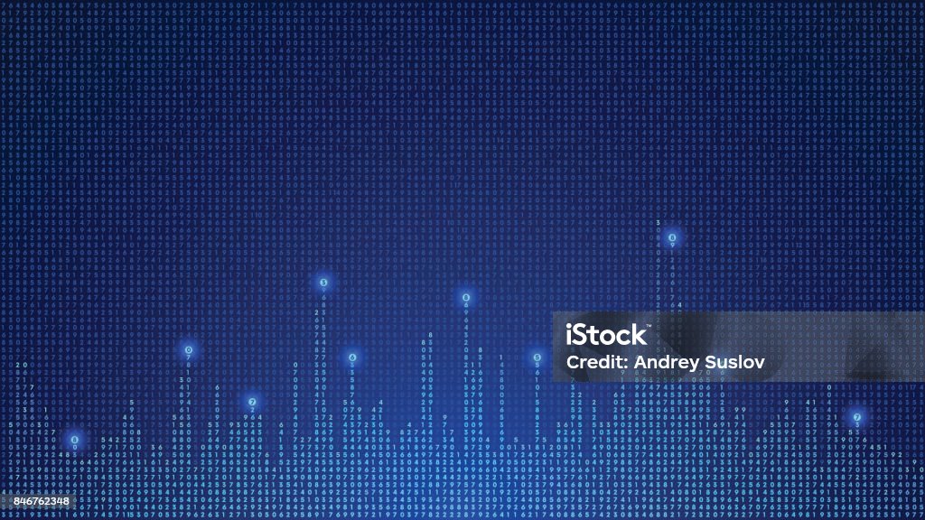 digital background of glowing numbers. digital matrix. Big data. VECTOR Backgrounds stock vector