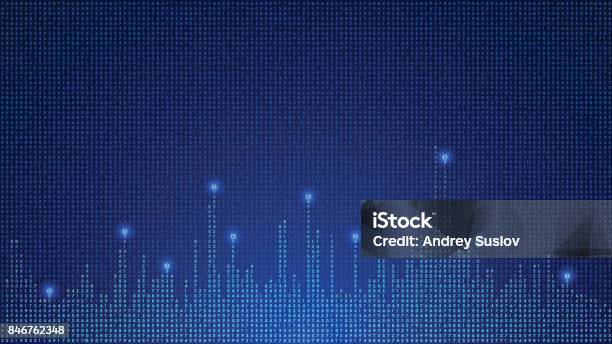 Digital Background Of Glowing Numbers Digital Matrix Big Data Vector Stock Illustration - Download Image Now