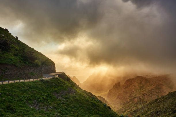 highway in Tenerife mountains morning time in Tenerife mountains with highway. teno mountains photos stock pictures, royalty-free photos & images