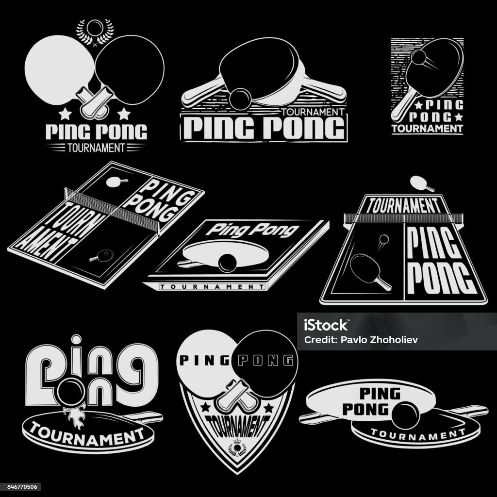 Logo design ping pong tournament for printing press and on T-shirts, publications on the Internet. Vector image Computer Graphic stock vector