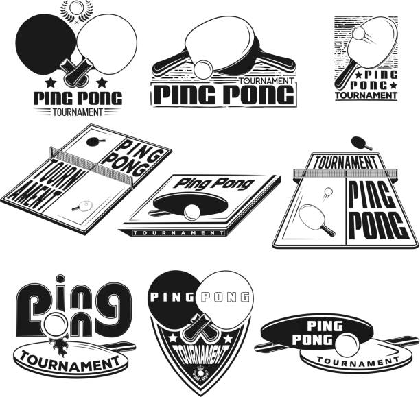 ilustrações, clipart, desenhos animados e ícones de logotipo design ping pong torneio de imprensa e em t-shirts, publicações na internet. imagem vetorial - tennis court tennis ball table tennis