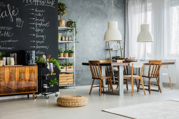 istock Trendy apartment with chalkboard wall 846771220