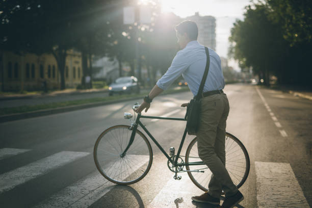 istock Crossing street with a bike 846778408