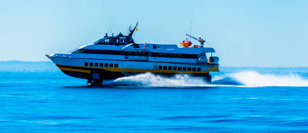 istock hydrofoil boat runs at full speed on the sea waves 846779322