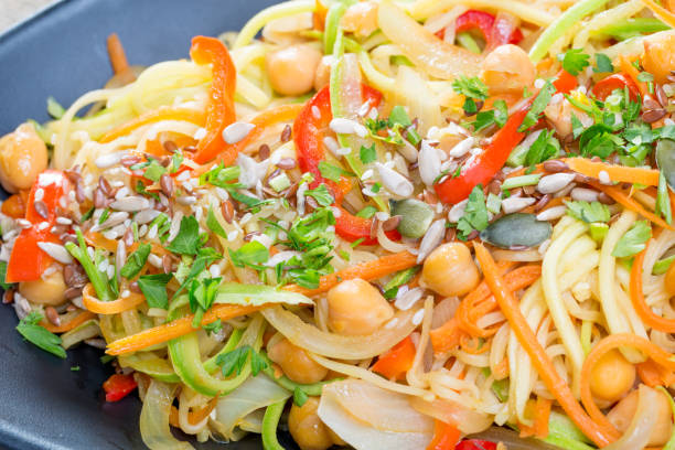 istock close up of fresh veggie pasta on a black plate 846782030