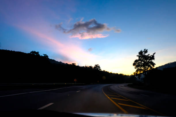 istock Silhouette road by sunrise light, road to Khao Kho 846782676