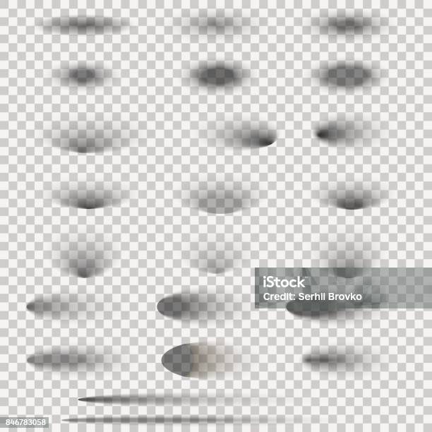 Oval Shadow Set Isolated On Transparent Background Vector Illustration Stock Illustration - Download Image Now