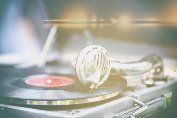 Vintage gramophone with a plate