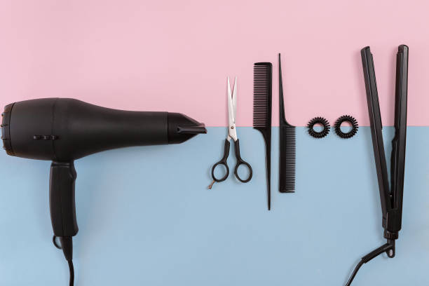 istock Hairdresser tools on a colored background with copy space 846787040