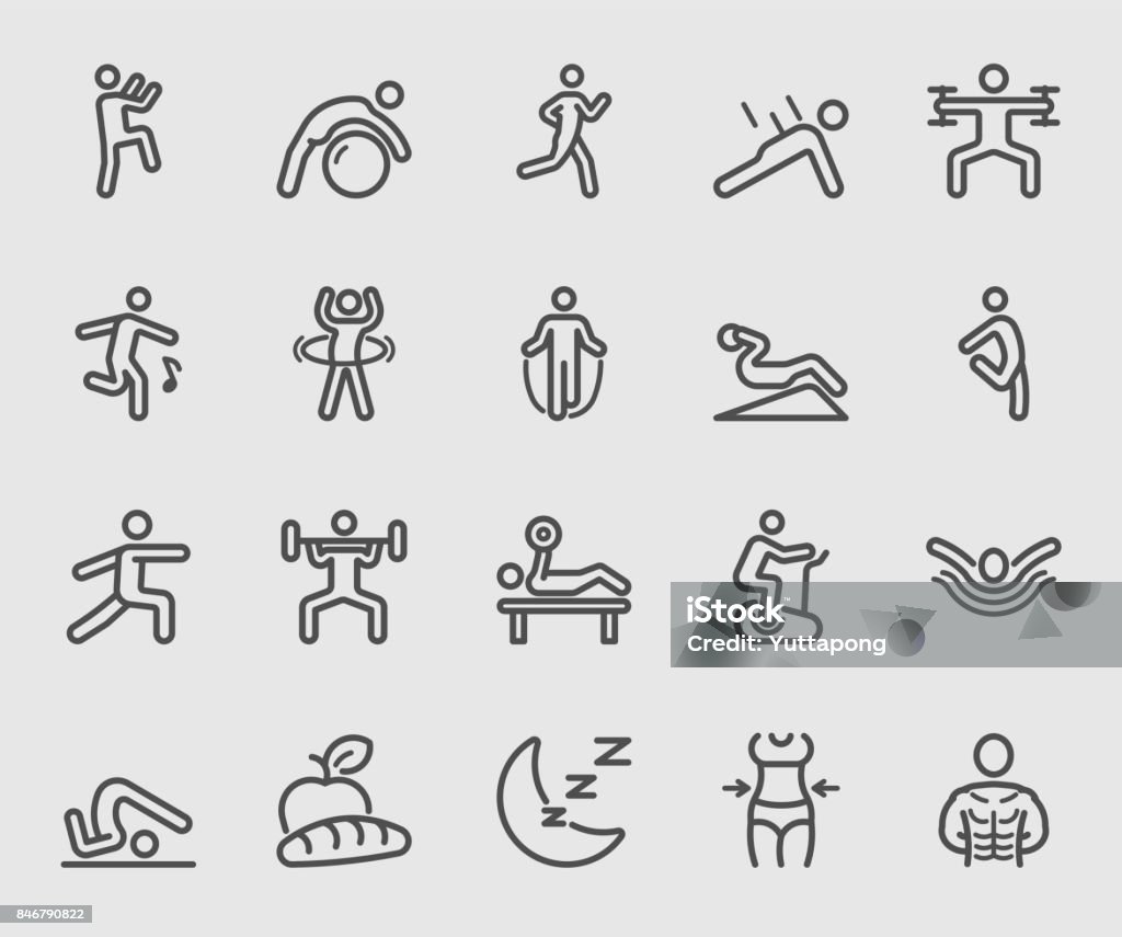 Exercise and Fitness for Health line icon Icon stock vector