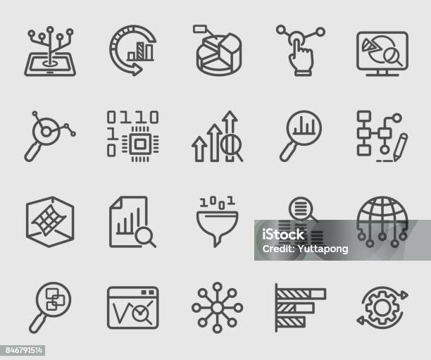 Datenanalyseliniensymbol Stock Vektor Art und mehr Bilder von Icon - Icon, Vergrößerung, Finanzen