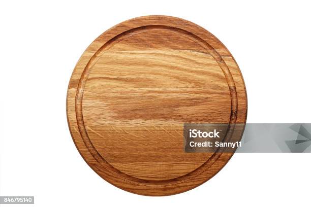 Circular Wooden Cutting Board Stock Photo - Download Image Now - Cutting Board, Wood - Material, Circle