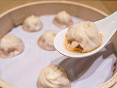 Closeup of Xiao Long Bao, Streamed Pork Dumplings Taiwan food 6
