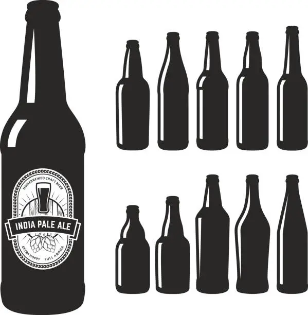 Vector illustration of Vector craft beer silhouettes.