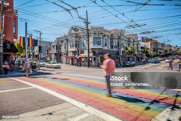 Castro District Rainbow Crosswalk Intersection San Francisco California Usa Stock Photo - Download Image Now