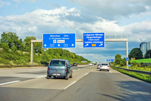 istock freeway road sign on Autobahn A8, Stuttgart / Munich / Ulm 846814126