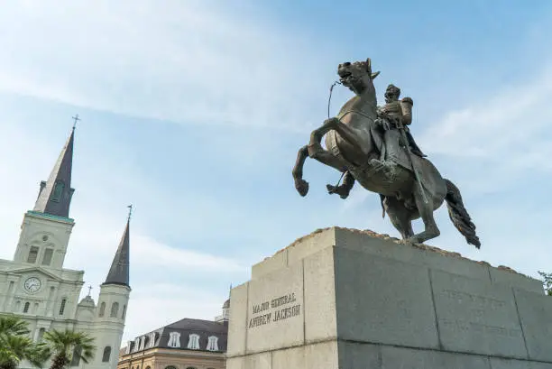Statue of General Andrew Jackson in Jackson square in New Orleans, Louisiana.
