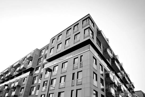 istock Modern, Luxury Apartment Building. Black and white. 846815196