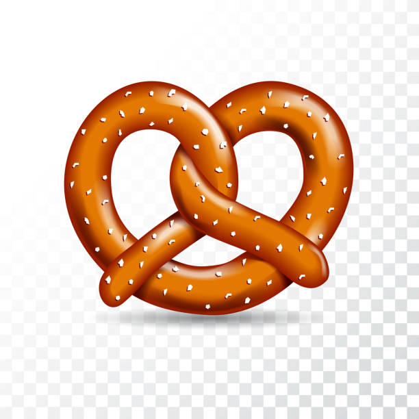 Realistic vector tasty pretzel illustration on the white transparent background. vector art illustration