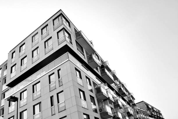 istock Modern, Luxury Apartment Building. Black and white. 846815526