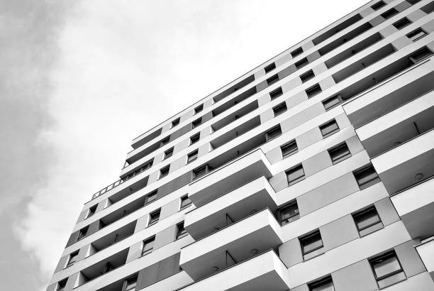 istock Modern, Luxury Apartment Building. Black and white. 846818794