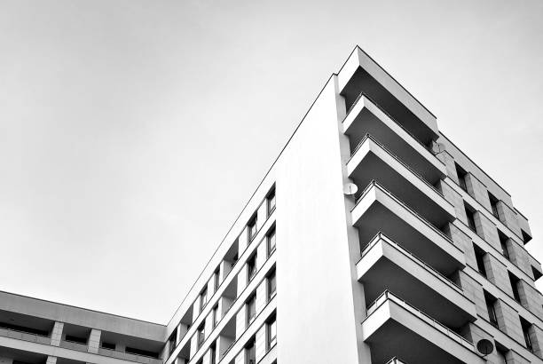 istock Modern, Luxury Apartment Building. Black and white. 846818930