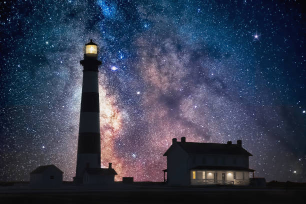 istock Scenic lighthouse and night sky, Outer Banks North Carolina 846819266